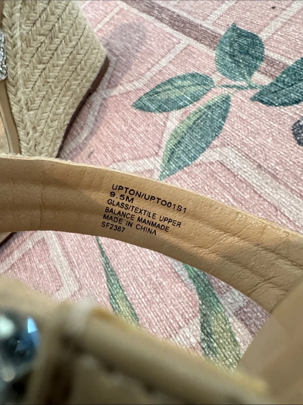 Steve Madden Tan Espadrille Wedge Sandals with Silver Rhinestone Straps 9.5
